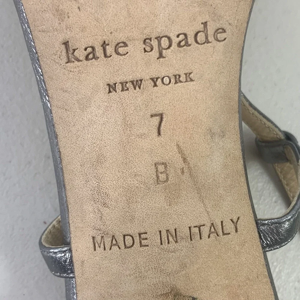 kate spade‎ new york Heels Womens 7B Silver Good Slingback Stiletto Italy